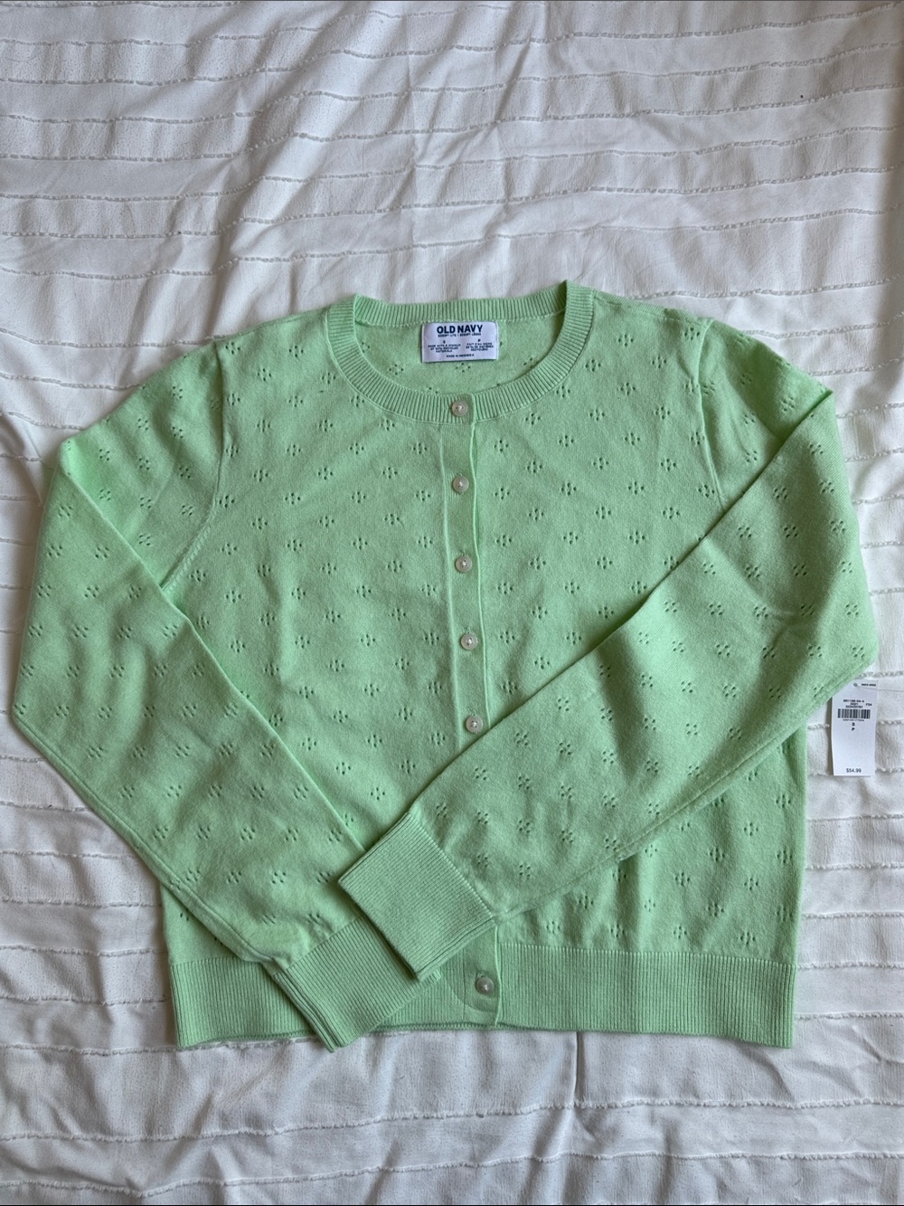 Old Navy Light Mint Eyelet Button Cardigan